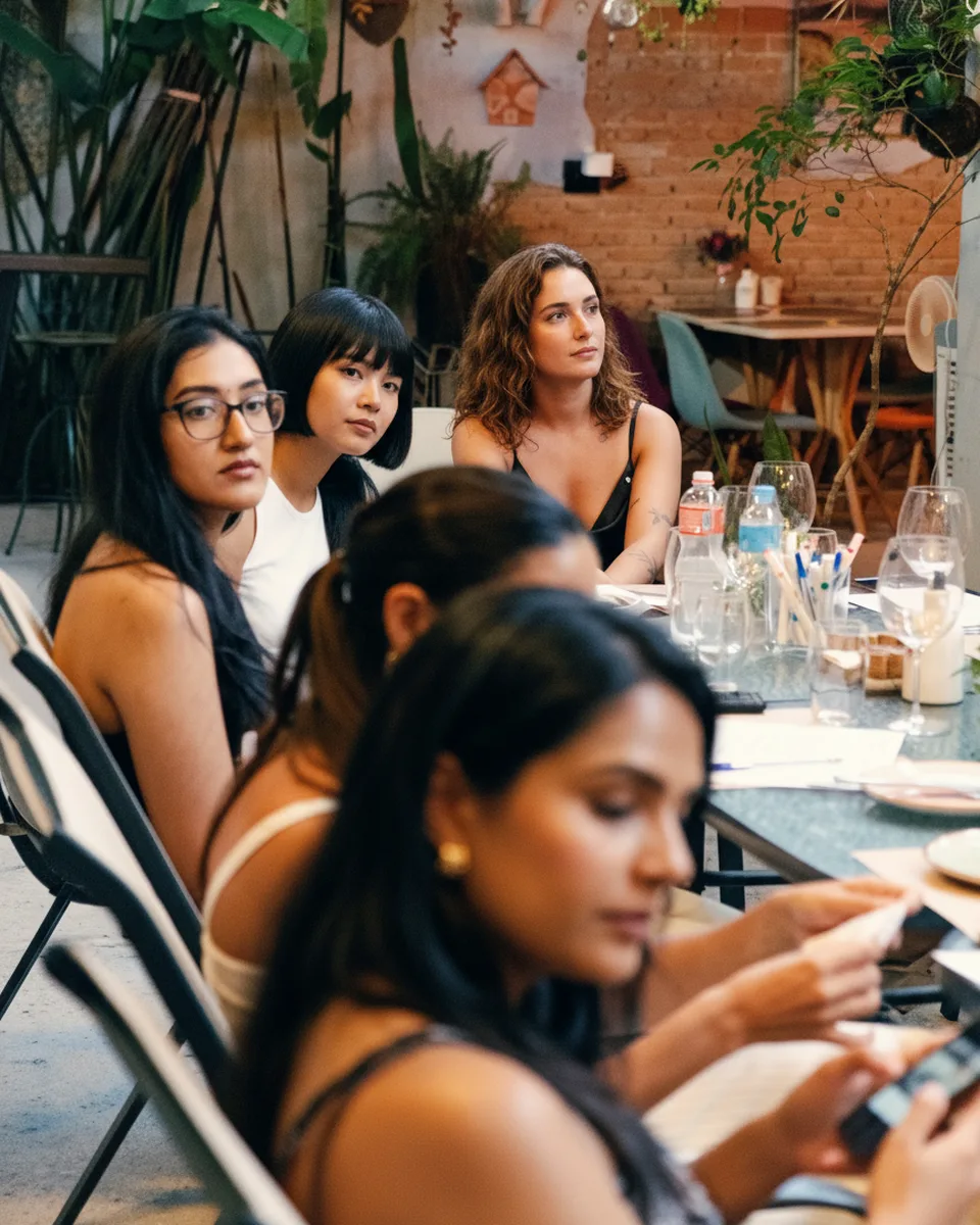 Women at a table over lunch